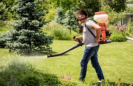 spraying backyard for mosquito and ticks