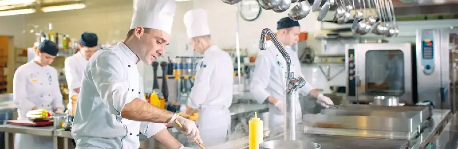 Restaurant workers preparing for service
